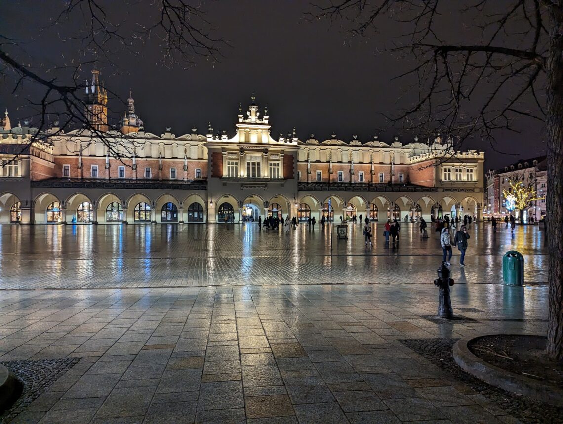 A photo of the Cloth Hall in Kraków's main square.