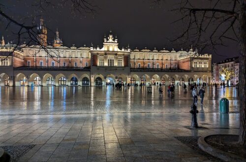 A photo of the Cloth Hall in Kraków's main square.