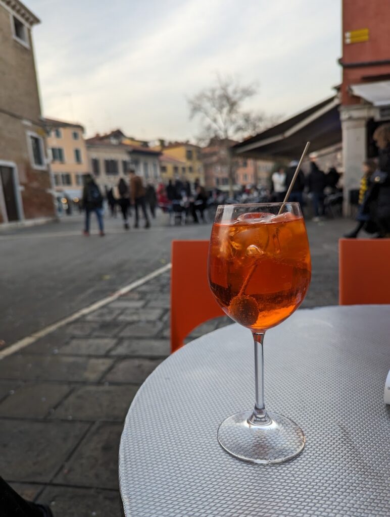 An Aperol spritz in a square