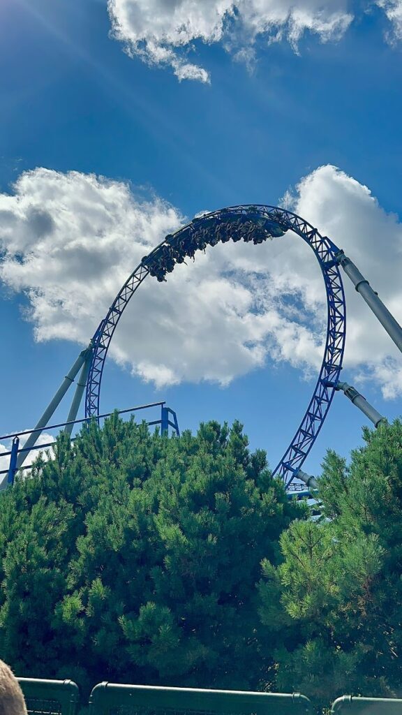 A rollercoaster doing a loop the loop