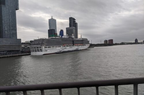 A docked cruise ship