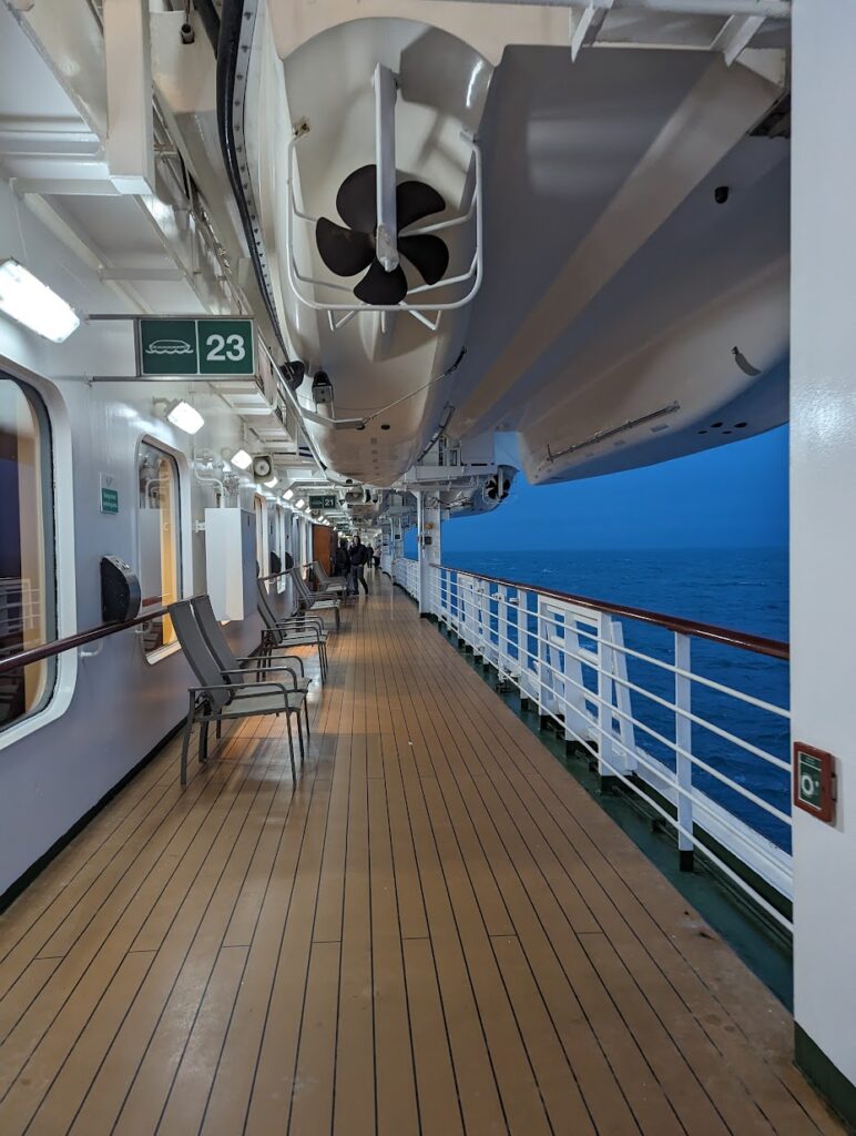 A cruise ship deck promenade